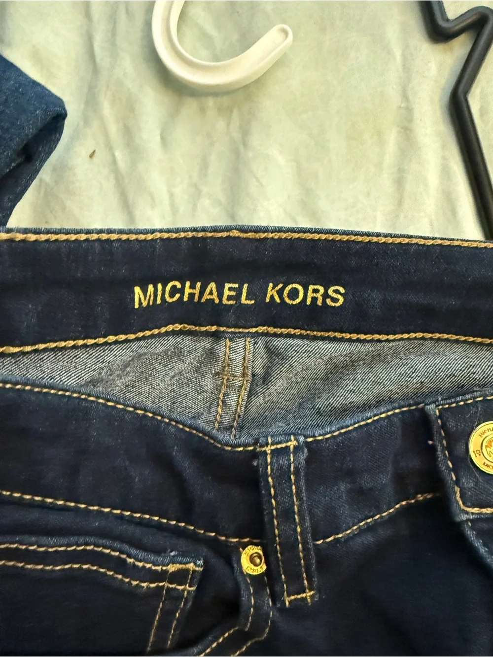 Michael Kors Women's Dark Indigo Skinny Jeans with Gold Hardware